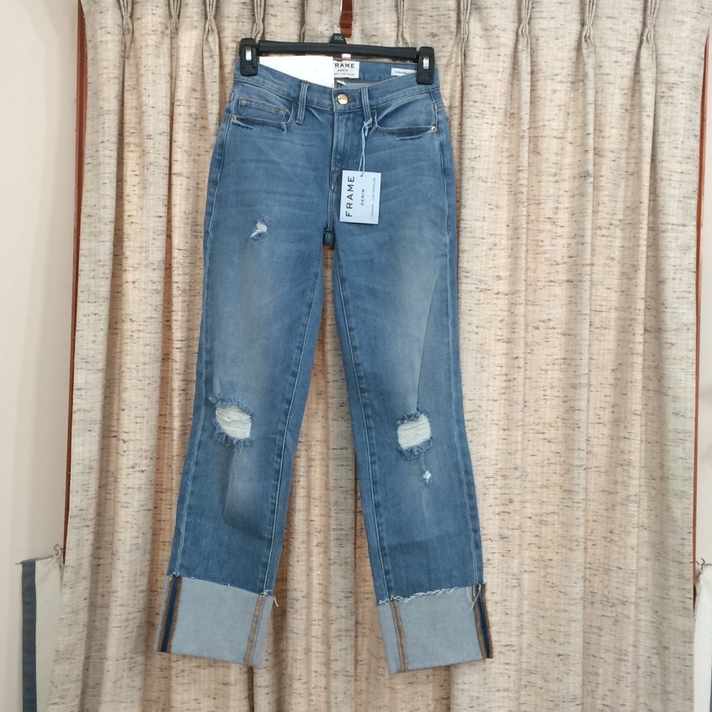 FRAME Le Nouveau Straight Raw Hem Big Cuff Jeans
